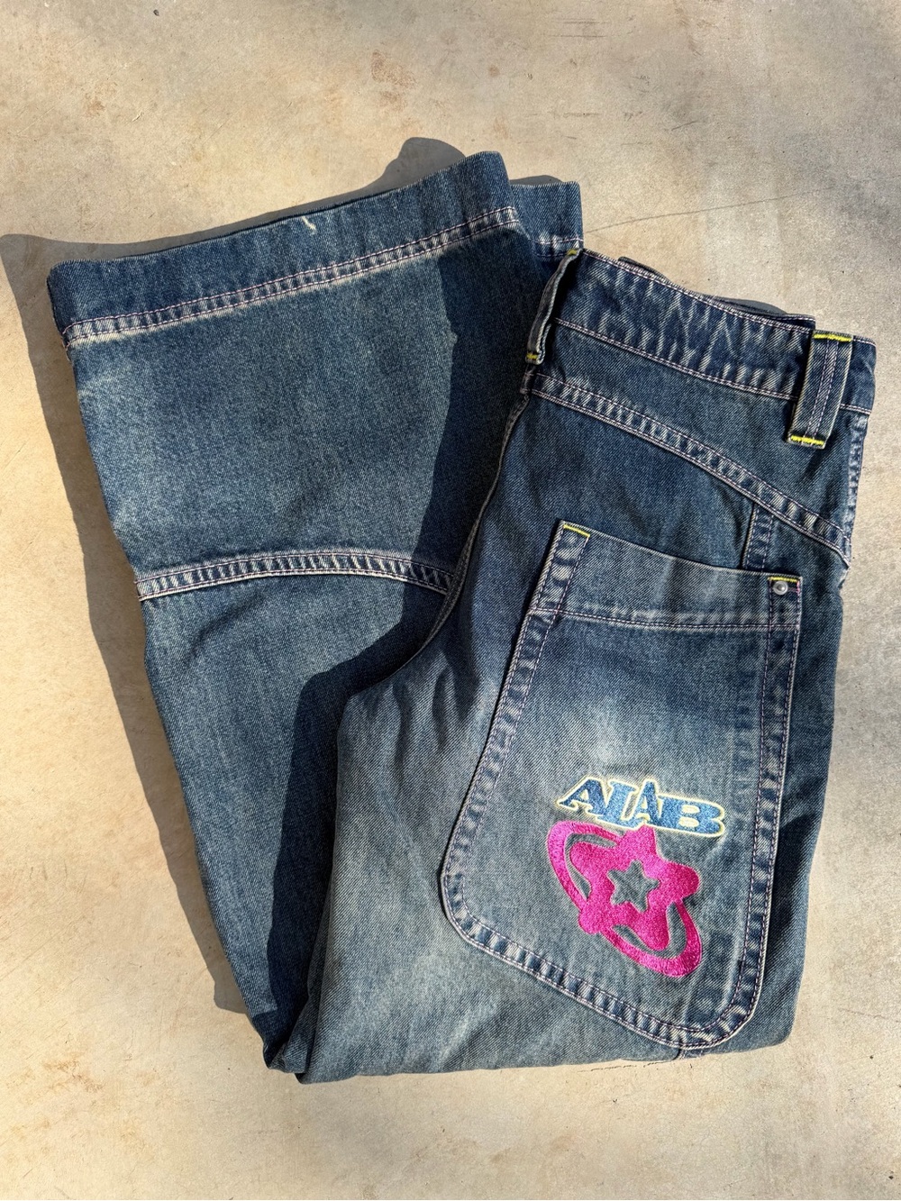 A.LAB Analog Curved Blue Wash Rave Jeans